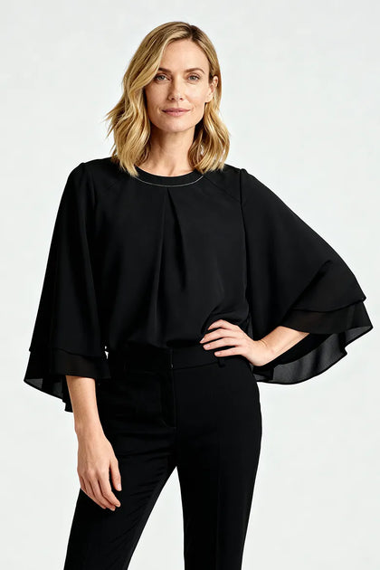 HABELLA BLOUSE 64 CM BLOUSE BLACK