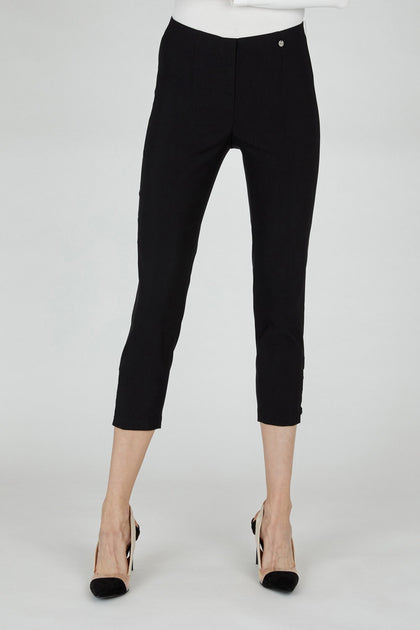 Robell Bella 09 Slim Leg Pull On Cotton Trouser Black 90